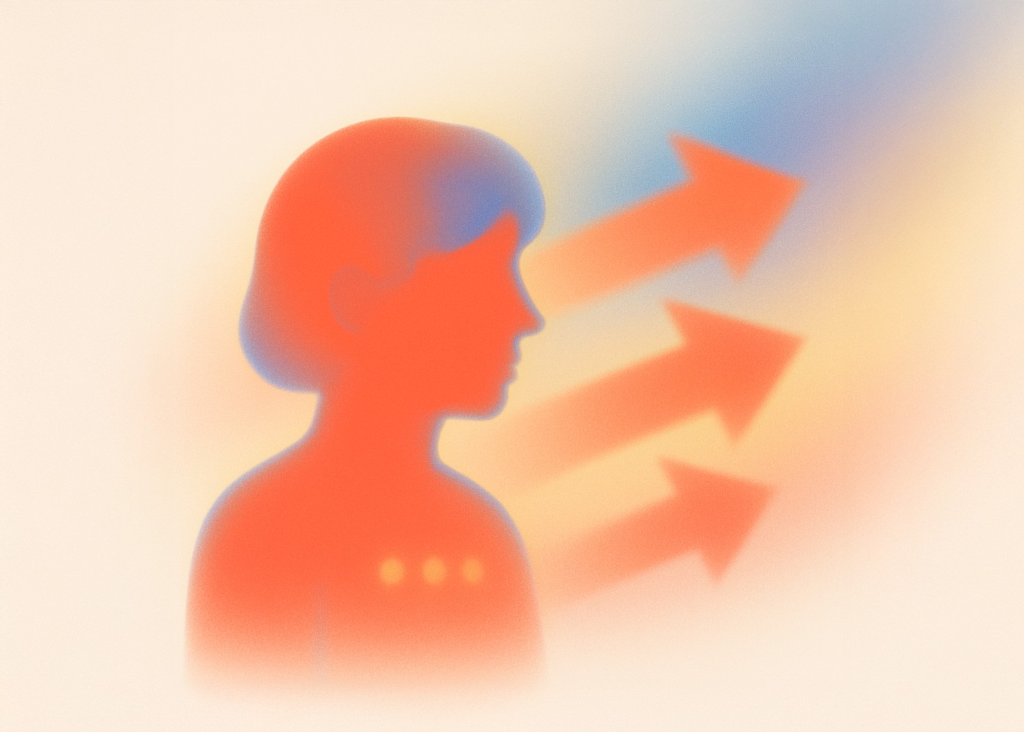A person facing three upward arrows